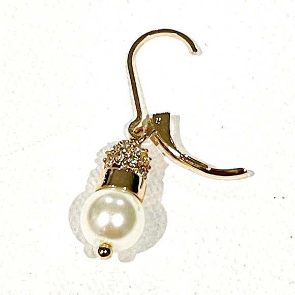 ⭐️Anne Klein Earrings Gold-Tone Imitation Pearl& Pavé Crystal Ball Drop Earrings - Picture 3 of 6